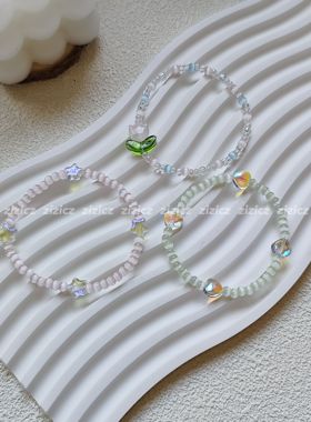zizicz夏日元气少女感甜美串珠手链超仙闺蜜幻彩琉璃清新米珠手串