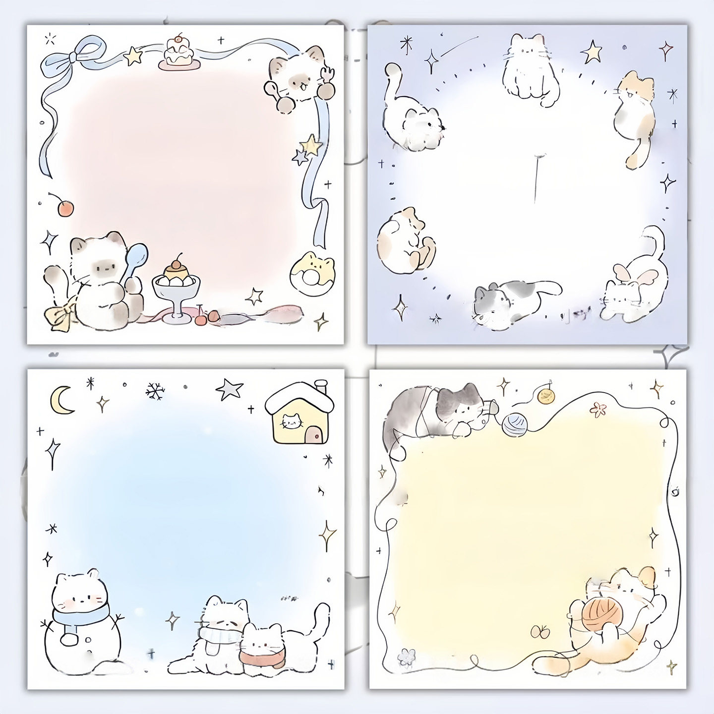ins可爱雪景猫咪可粘贴便签本