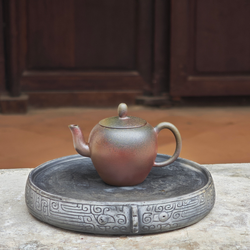 柴烧捡漏坭兴陶美人肩茶壶手工