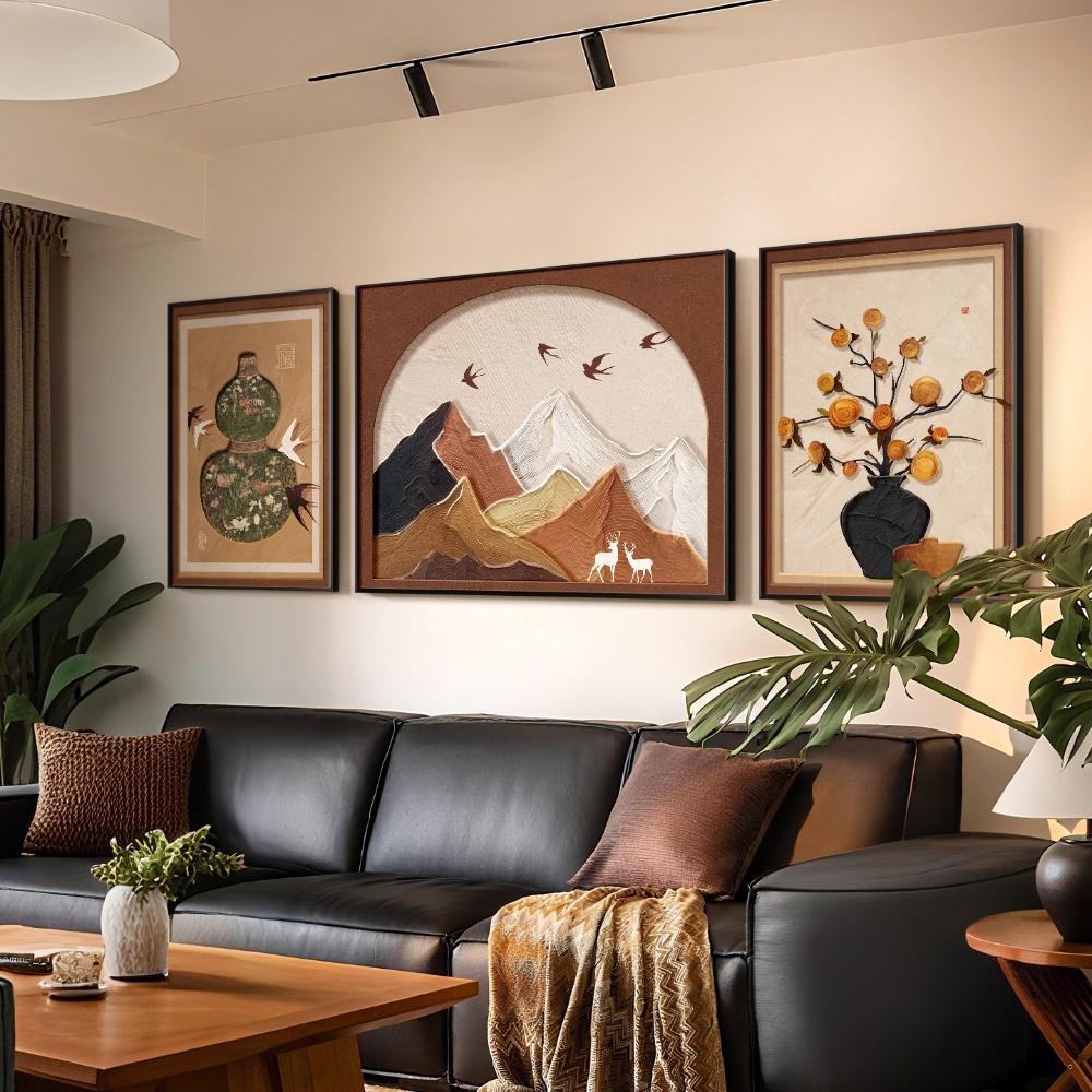 福画客厅中古风柿柿如意装饰画