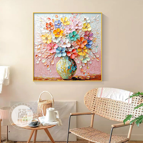 福画客厅餐厅奶油风花卉装饰画