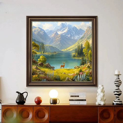 福画聚宝盆山水风景艺术客厅挂画