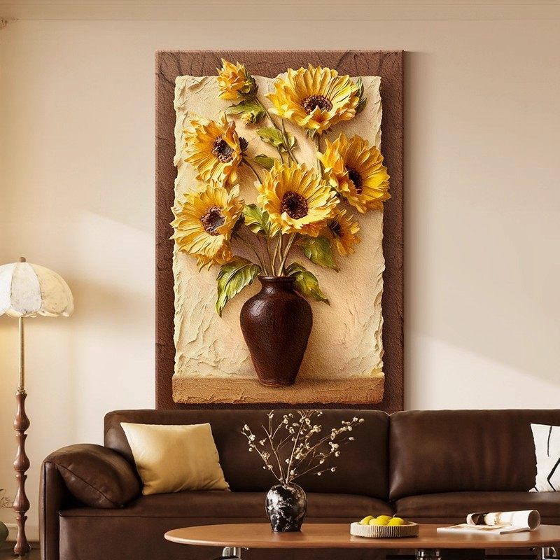 福画中古风向日葵客厅玄关装饰画