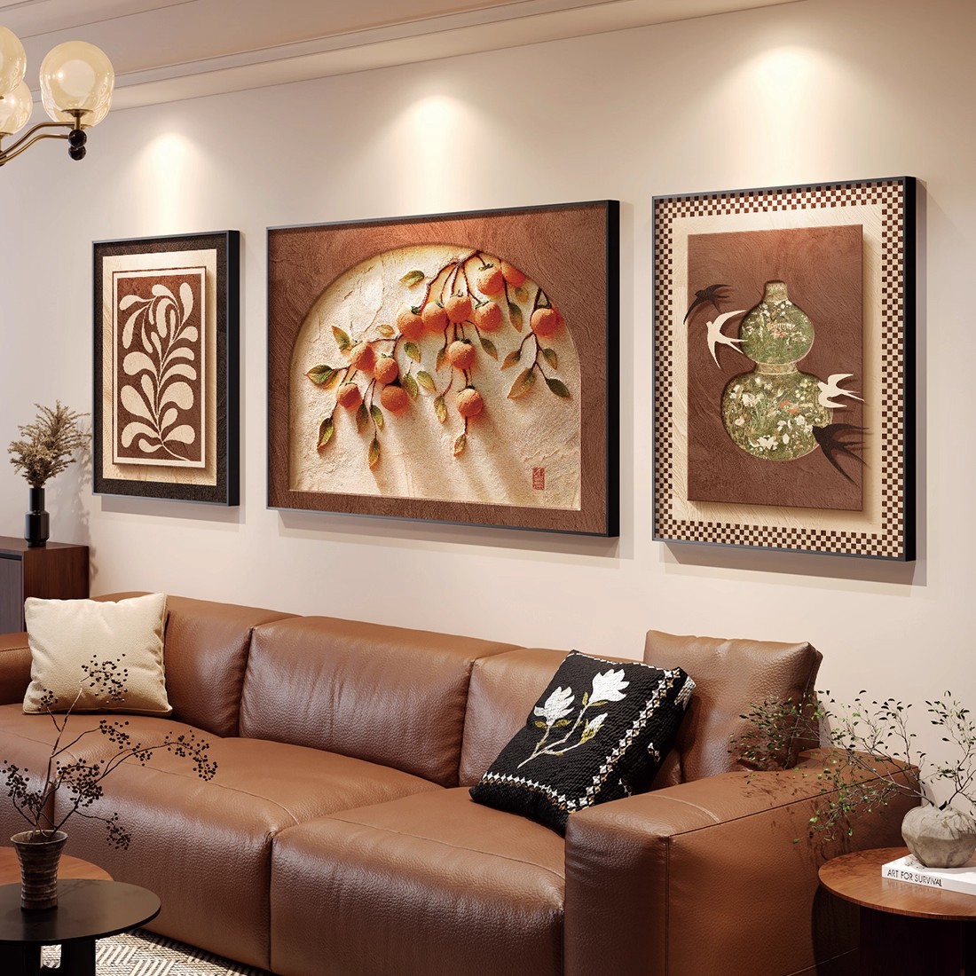 福画柿柿如意客厅寓意好高级挂画