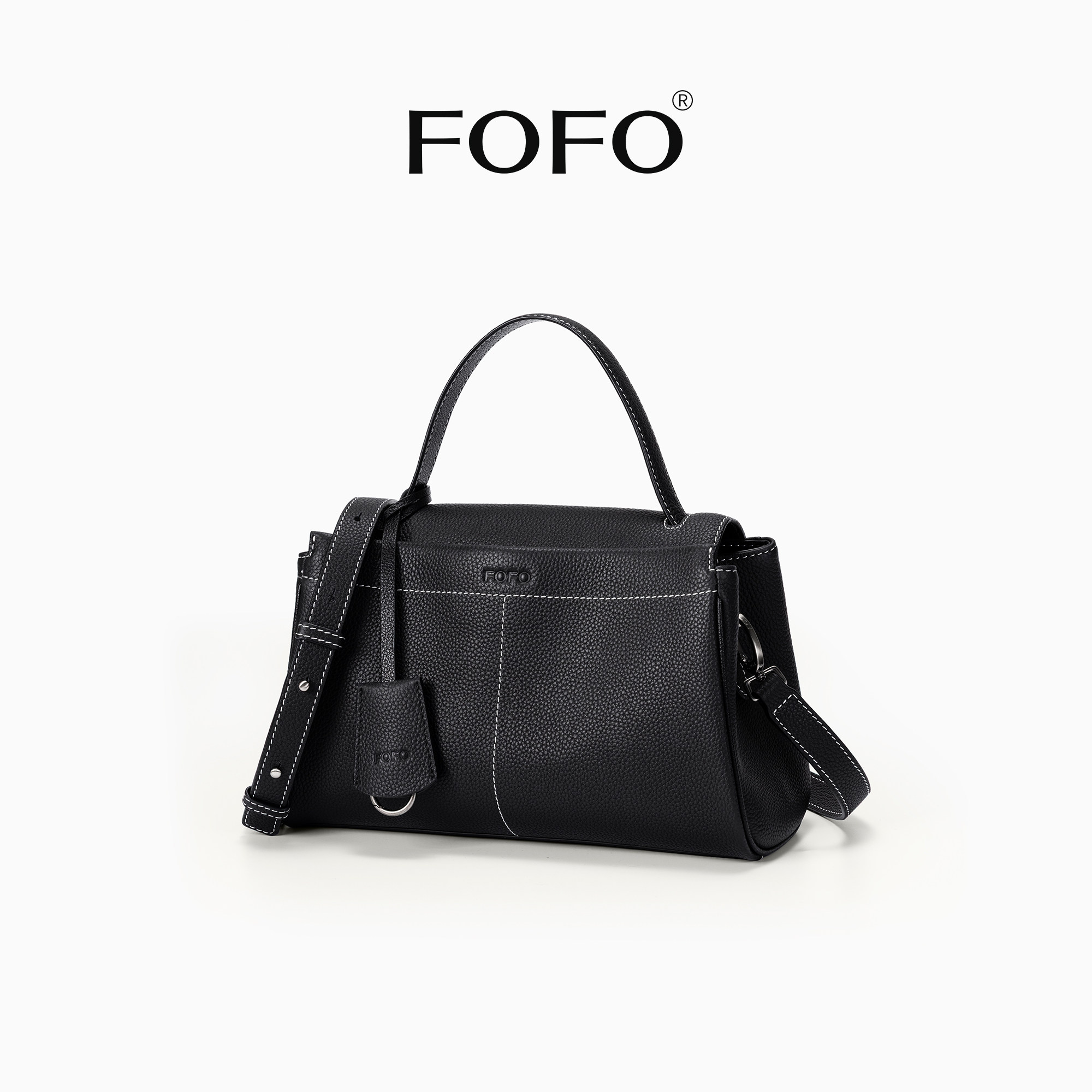 FOFO凯莉包轻奢头层牛皮小众手提包女士通勤高级感单肩斜挎包女包