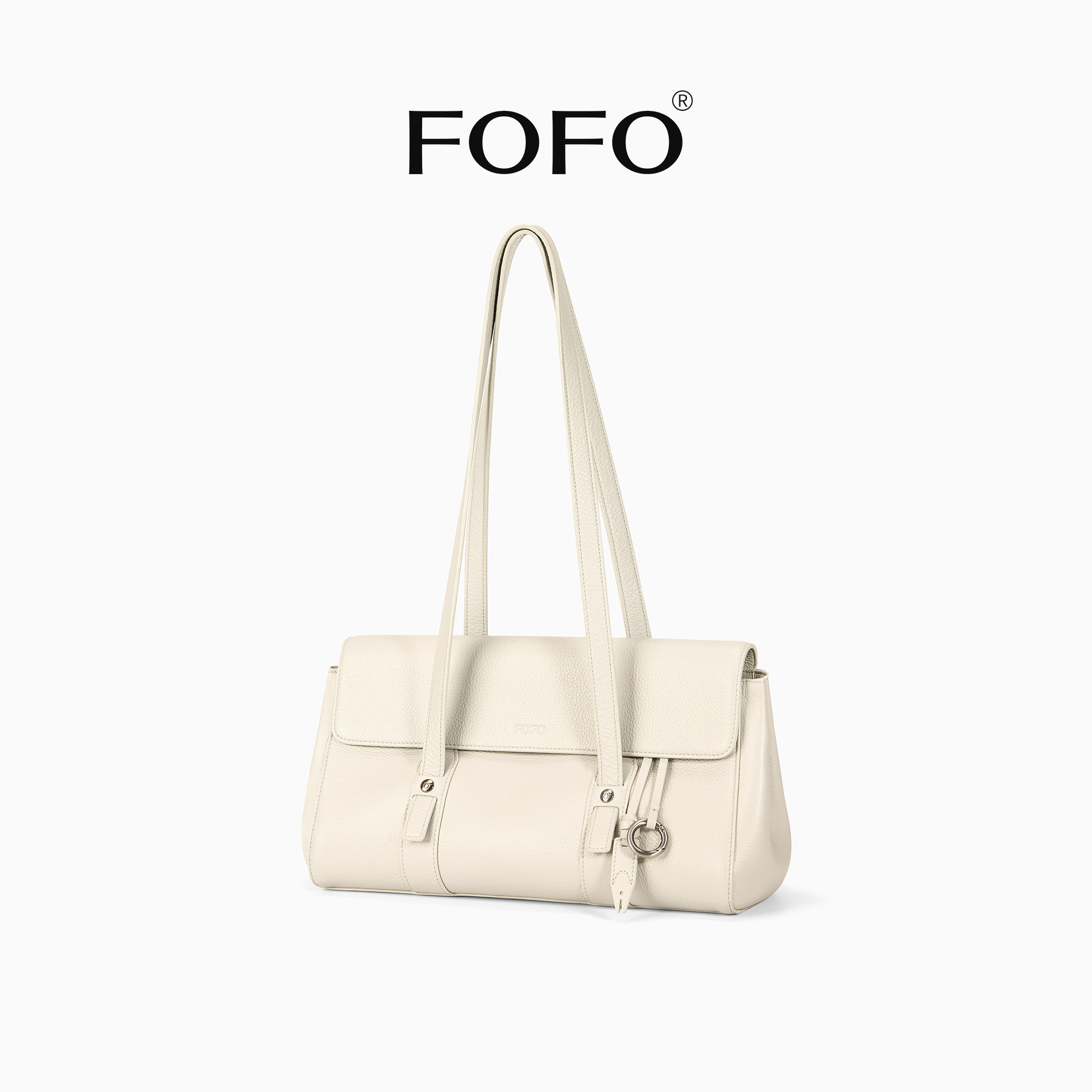 FOFO翻盖包头层牛皮单肩手提包小众轻便通勤腋下女包复古法棍包包