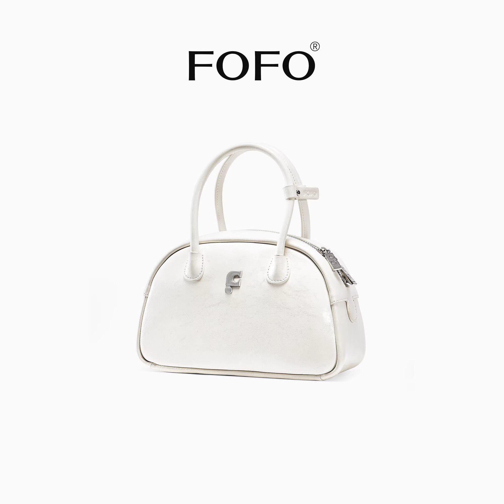 FOFO小号保龄球包原创油蜡牛皮枕头包手拎斜挎包小众手提波士顿包