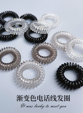 3.8渐变色电话线发圈发绳透明皮筋头绳饰品义乌发饰跨境