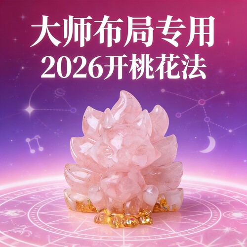 新中式粉水晶狐狸摆件2026开桃花法大师布局桃花国学装饰品单身用
