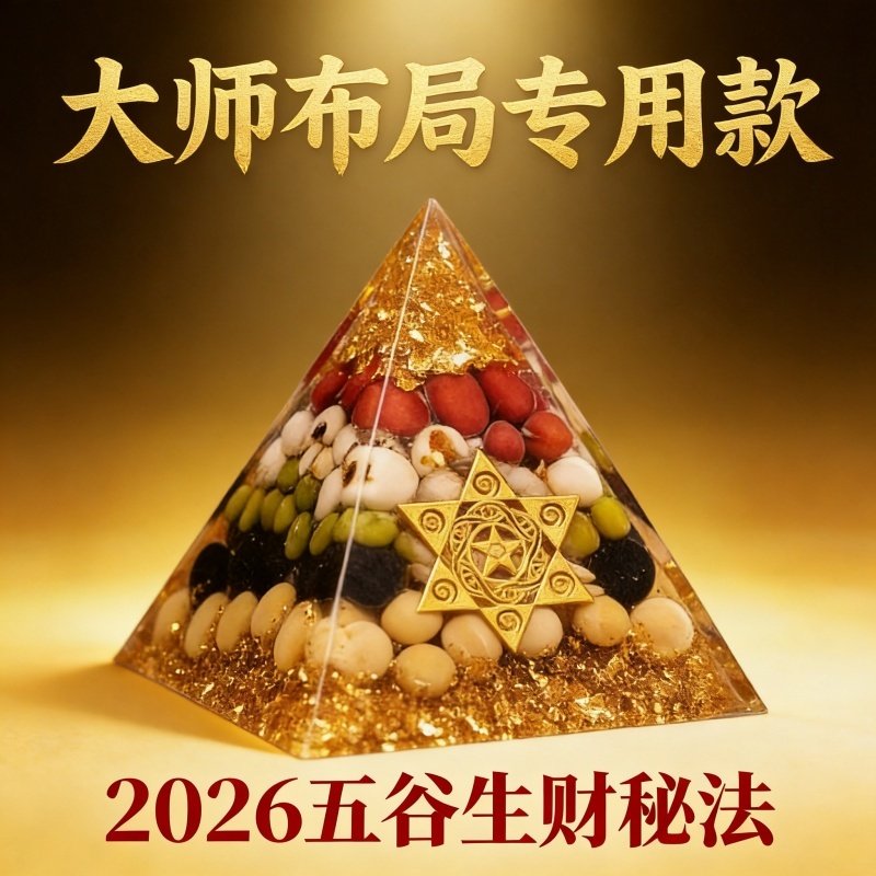 2026五谷生财秘法水晶金字塔摆件新中式招财摆件家用供奉摆件国学,家居饰品,国学摆件,淘宝优惠券,粉丝福利购,淘宝优惠卷