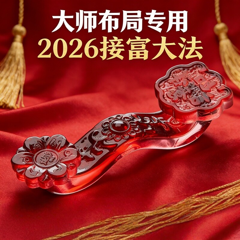 红色水晶如意摆件2026本命年摆件复古国学装饰品招财摆件家居摆件