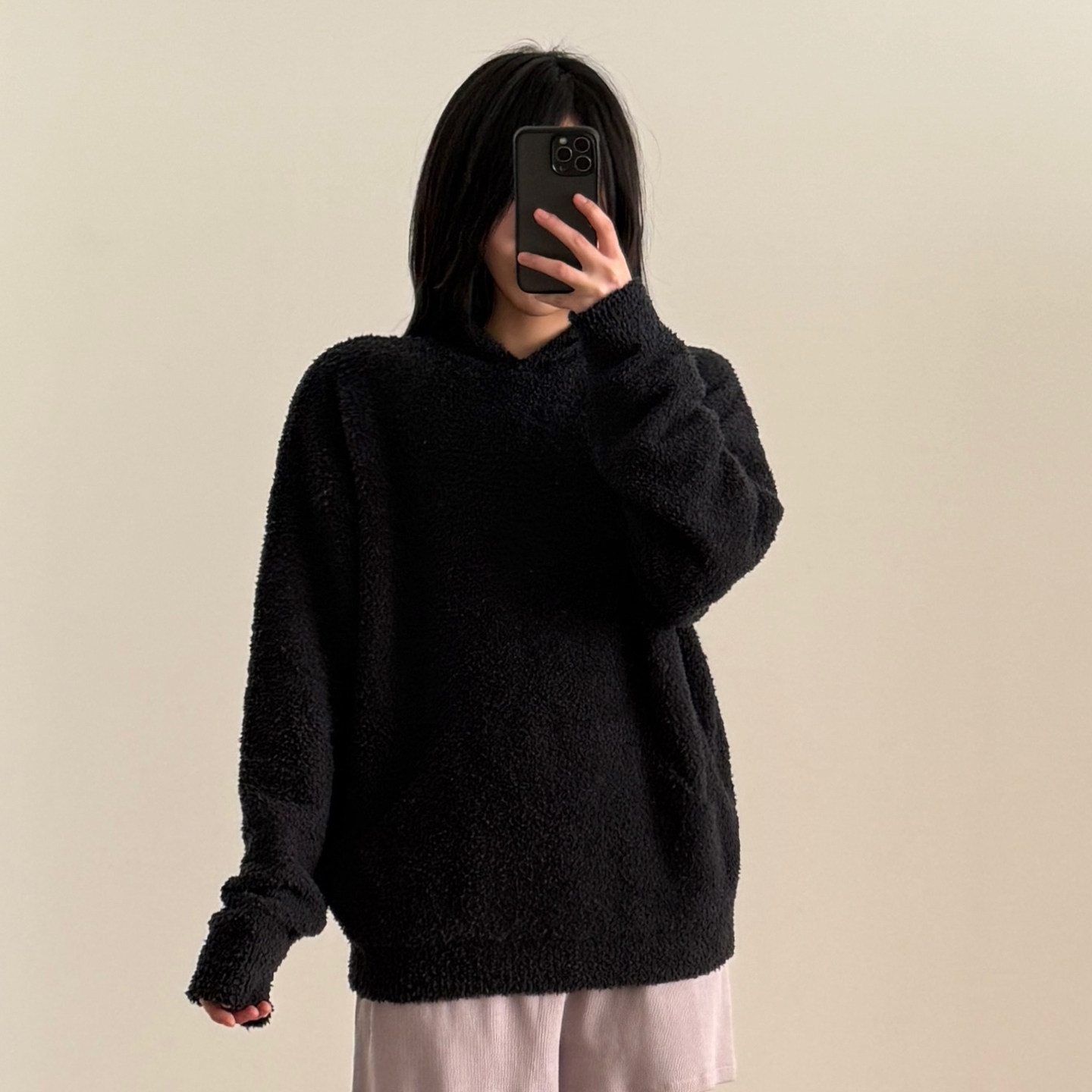 秋冬加厚宽松慵懒风女毛衣黑色