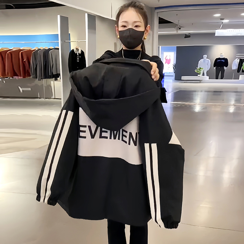 休闲连帽夹棉冲锋衣加厚外套女秋冬季2025新款二棉衣加棉服棒球服