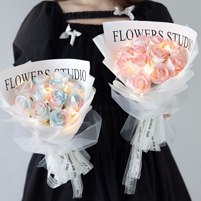 情人节永生花束碎冰蓝成品生日礼物送女生送老师同学老婆女神节