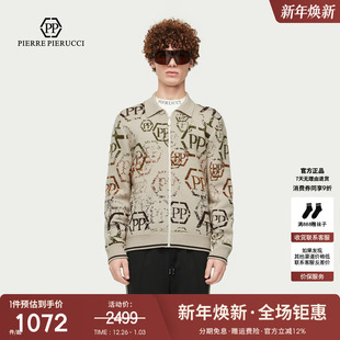 针织衫 PP意大利轻奢品牌男装 满身字母提花开衫 新款 外套 2025秋冬季