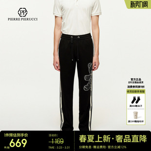 抽绳设计长裤 PP意大利轻奢男装 卡通小熊宽松休闲裤 新款 潮 2025春季