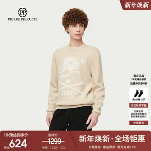 短绒图案圆领针织衫 新款 毛衣上衣 2025秋冬季 PP意大利轻奢品牌男装