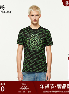 PP PIERRE PIERUCCIPP意大利奢侈品男装夏季新款短袖字母花版T恤