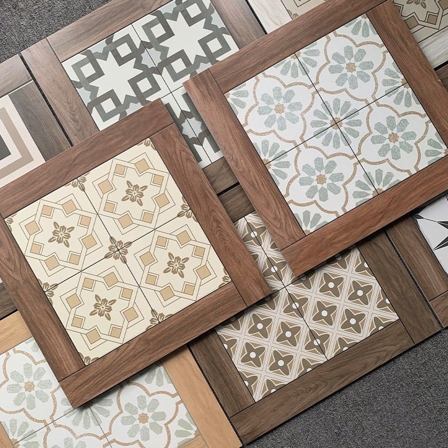 哑光柔光精雕600x600木纹砖拼花砖法式复古餐厅阳台咖啡酒店地砖