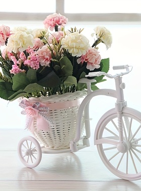 卧室办公插花篮自行车三轮车收纳篮 装饰插花篮子 工艺品摆件篮