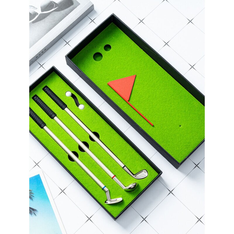 搞怪新高尔夫迷你球场圆珠笔礼盒套装创意球杆圆珠笔中性笔玩具笔