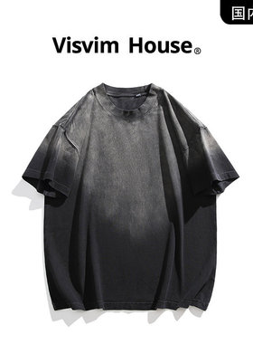 VISVIM BESSEL日本潮流教父水洗做旧短袖T恤男款渐变宽松情侣短袖