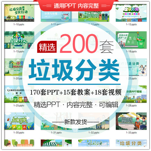垃圾分类PPT课件校园垃圾分类环保知识爱护环境班会课件教案模板