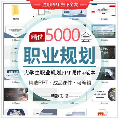 PPT模板大学生就业指导PPT模板职业生涯规则创业策划WPS课件素材