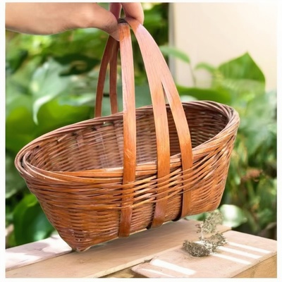 竹编篮子手提篮桌面收纳筐小果盘