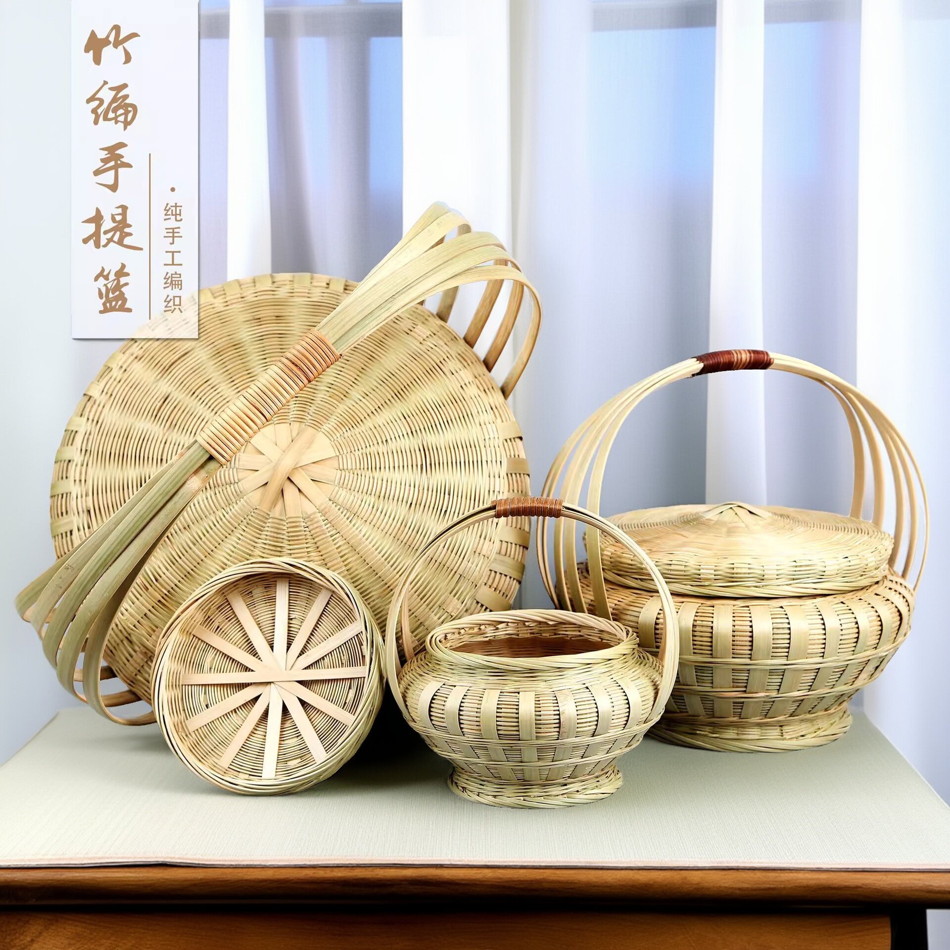 广西竹编手工竹制品鸡蛋收纳篮图片