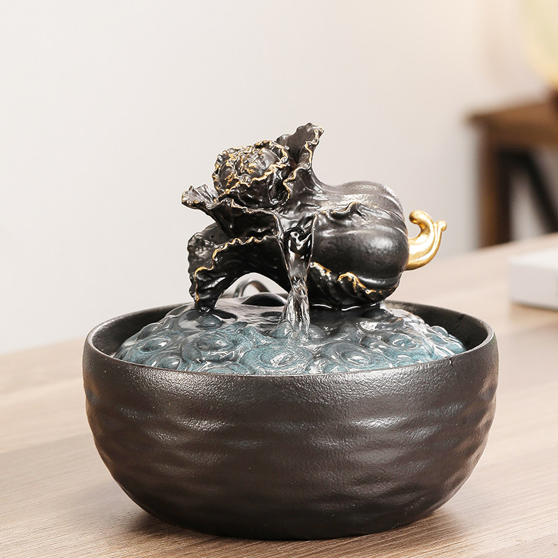 陶瓷流水摆件循环水办公桌茶台