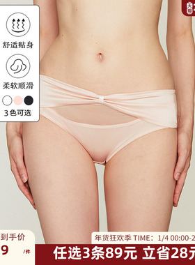 DPLAYSWEET法式复古缎面蝴蝶结三角裤棉质裆底内裤女2025冬