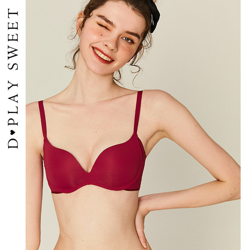 DPLAYSWEET车厘子红色内衣套装女小胸聚拢文胸性感防下垂结婚新娘