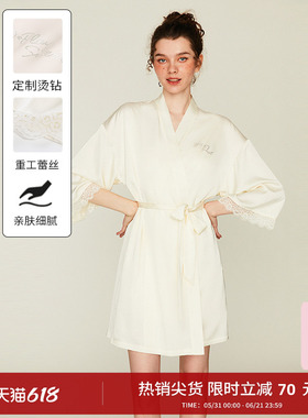 DPLAYSWEET法式复古白色性感镂空吊带睡裙女士纯欲轻奢缎面睡衣