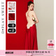 DPLAYSWEET蕾丝拼接轻奢性感吊带短款 睡裙美背红色新娘本命年睡衣