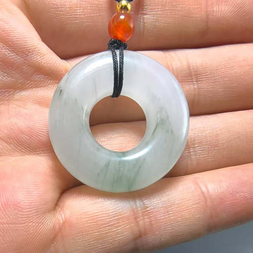 天山翠冰飘花面包扣吊坠挂件