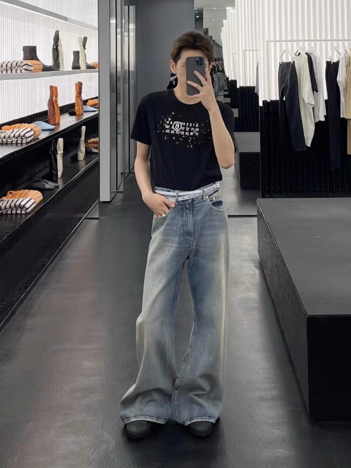 thumbnail for "Permanent Driving" Independent Margiela Style 23 Latest Straight Leg Washed Micro Flare Wide Leg Jeans