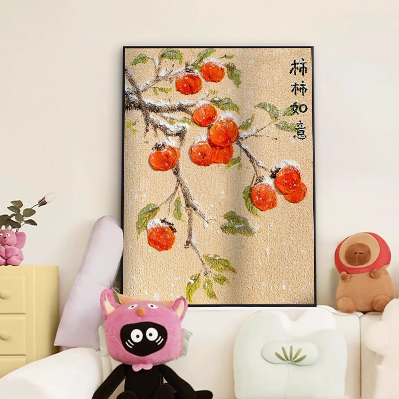 柿柿如意手工石英砂丙烯肌理画材料包高级感客厅装饰DIY数字油画图片