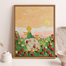 月亮玫瑰小王子石英砂肌理画DIY材料手工填色卡通数字油画装 饰画