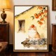 治愈系柿柿如意可爱猫咪DIY数字油画手工绘填充涂色新中式 饰画 装