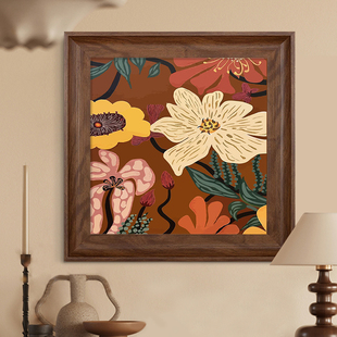 中古风花卉数字油画DIY填充涂色手工绘轻奢高级感客厅复古装饰画