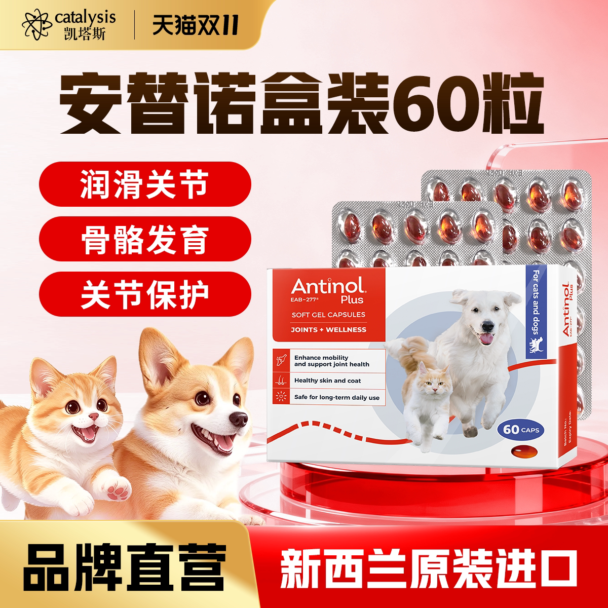 【总代直发】安替诺Antinol安适得软骨素狗猫关节安它诺髌骨养护