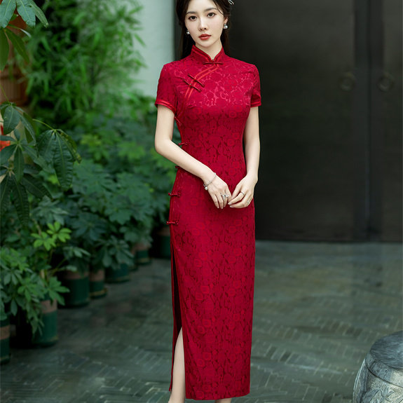 玫瑰花2026新款年轻气质高端透气旗袍舒适新中式喜庆婚宴装礼服女