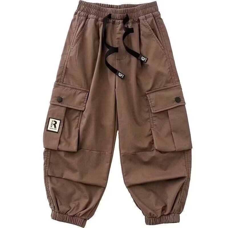 童装男童休闲工装裤春秋季卡其色裤子儿童春装潮牌大男孩运动卫裤