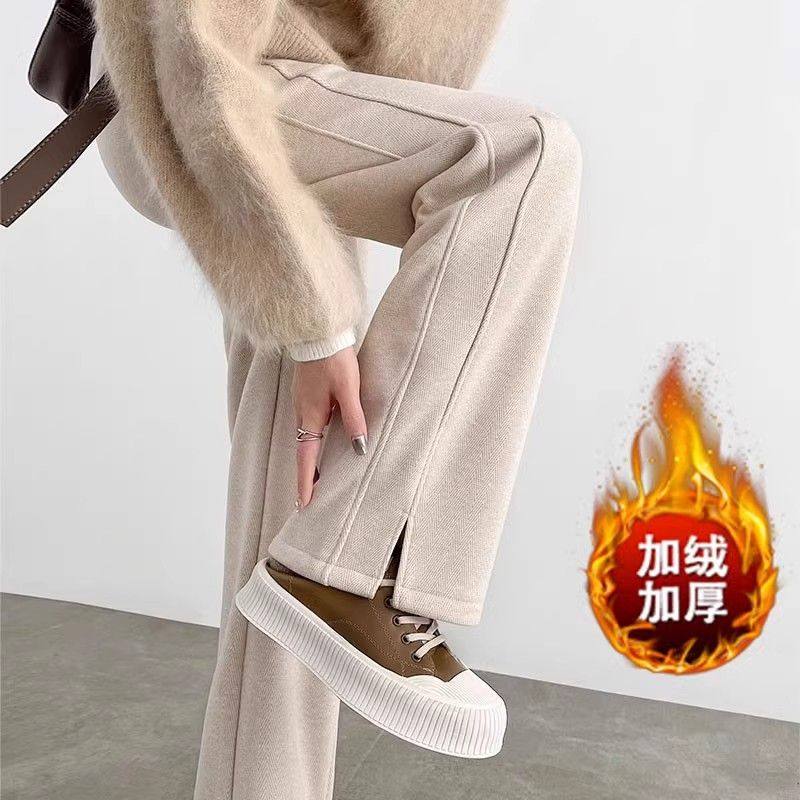 窄版阔腿裤女童秋冬季2025新款大码垂感加绒加厚直筒休闲裤子