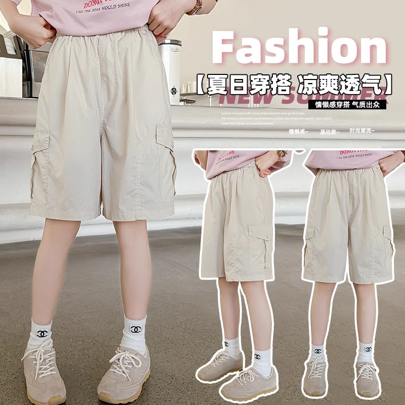 女童工装休闲短裤外穿夏季速干短裤夏装2025年新款中大童五分短裤