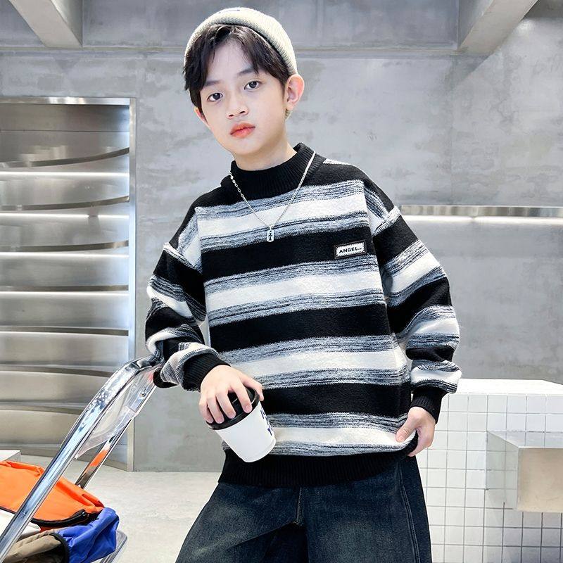 男童毛衣秋冬款2025新款中大童儿童男孩冬装打底衫冬季加厚潮条纹,童装/婴儿装/亲子装,毛衣/针织衫,淘宝优惠券,粉丝福利购,淘宝优惠卷