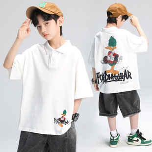 新款 夏季 韩版 外穿 帅气男孩上衣大儿童夏装 短袖 现货男童polo衫 时尚