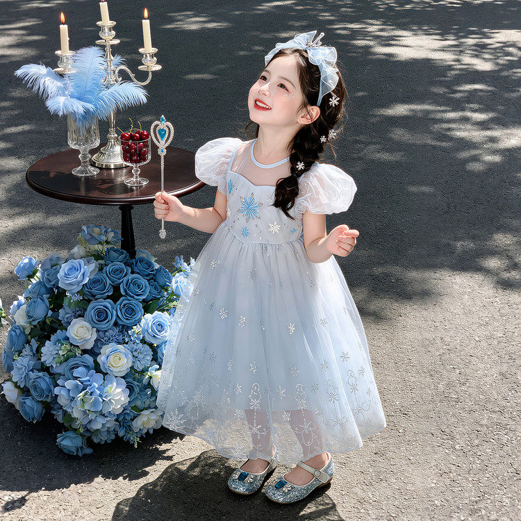 2026新款夏季梦幻公主裙女童纱裙礼服魔法棒发箍生日派对连衣裙