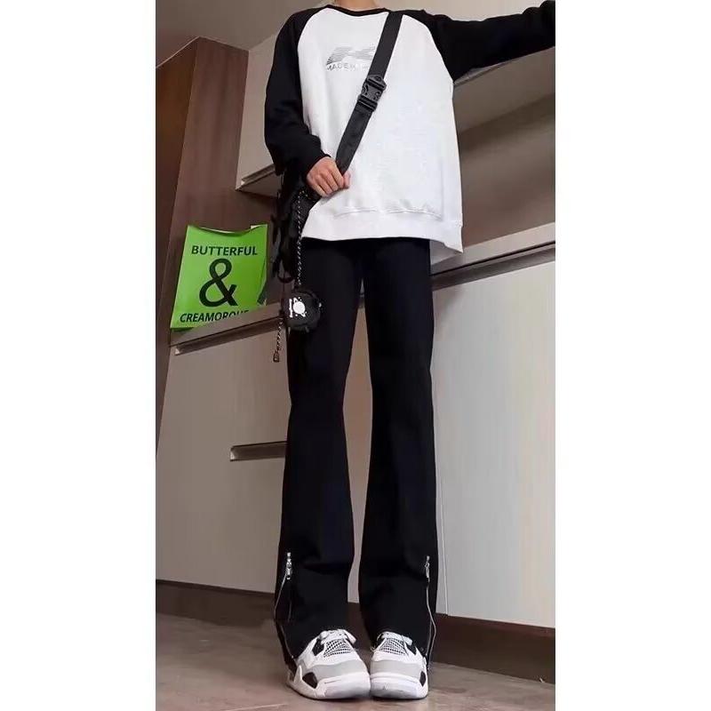 ZAIXONGJIA◆黑白插肩袖厚实长袖T恤上衣打底衫男女童装秋冬新棉